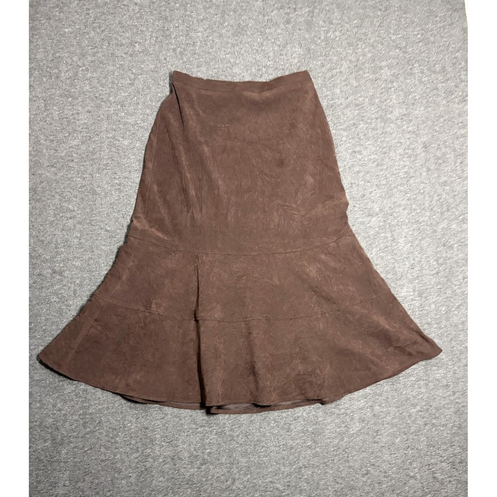 Koret Flared Skirt Womens 8 Brown Lined Suede Regular Fit High Waisted Pull On